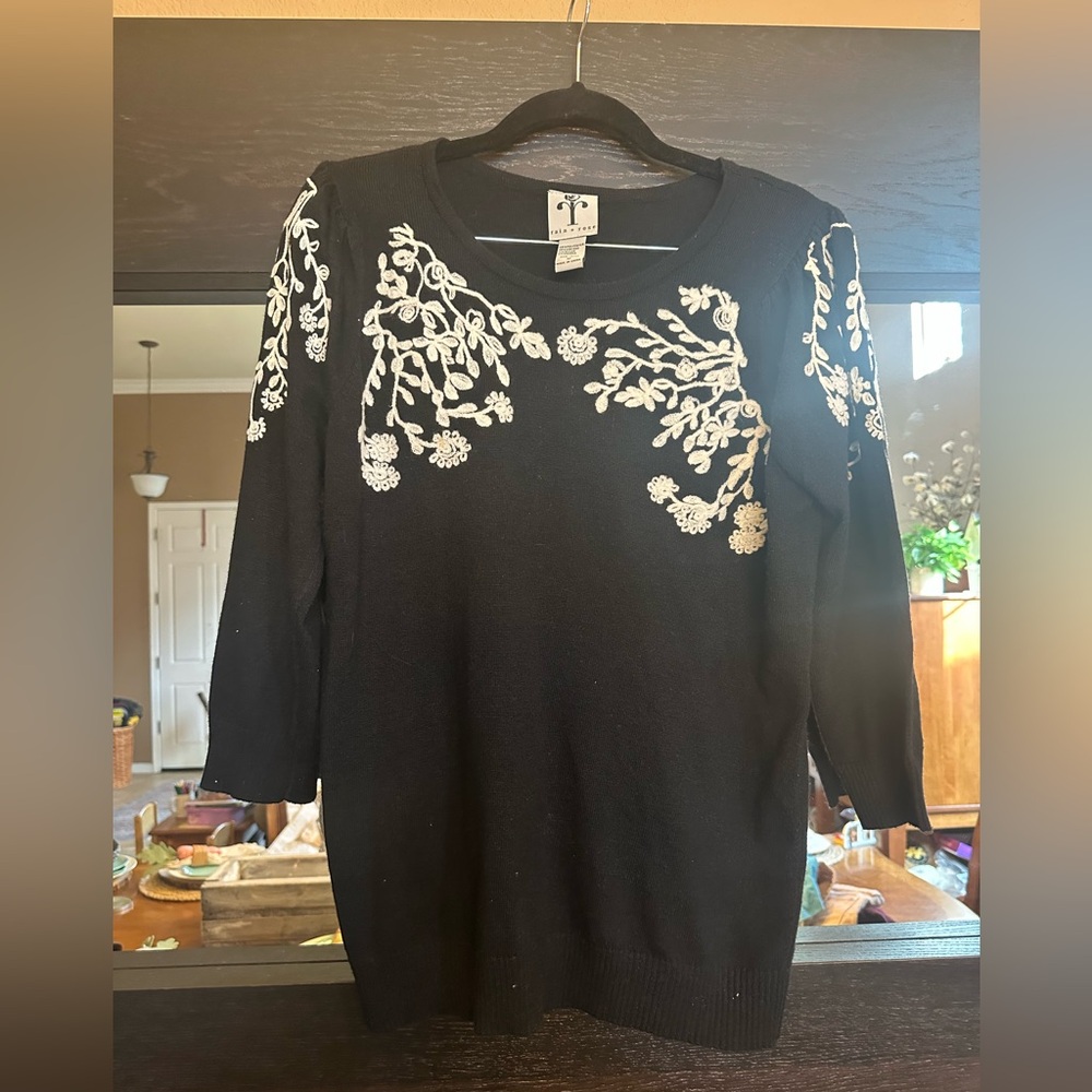 Rain & Rose Embroidered Sweater